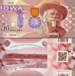 *USA 50 Dollars 2015 29. štát - Iowa polymer