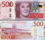 *500 Korún Švédsko 2016 P73 UNC