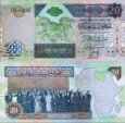 *20 líbyjských dinárov Líbya 2002, P67 UNC *20 líbyjských dinárov Líbya 2002, P67 UNC