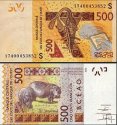 *500 Frankov Guinea Bissau Západoafr. štáty 2016-18 P919S UNC
