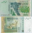 *5000 Frankov Západná Afrika - Togo 2003-16, P817T UNC *5000 Frankov Západná Afrika - Togo 2003-16, P817T UNC