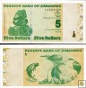 *5 dolár Zimbabwe 2009, P93 UNC