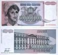 *500 000 000 Dinárů Jugoslávie 1993, P125 UNC