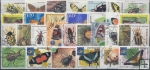 Známky tematické - 100 rôznych, chrobáky a motýle