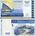 *5000 Ariary Madagaskar 2008, P94 UNC, hybridná bankovka