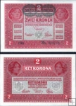 *2 Koruny Rakúsko 1919, pretlač P50 UNC