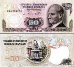 *50 tureckých lír Turecko 1976-83, P188 UNC
