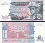 *20 000 Zaires Zaire 1991, P39a UNC