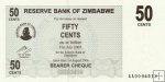 *50 Centov Zimbabwe 2006, P36 UNC, Bearer Cheque
