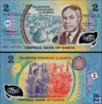 *2 Tala Samoa 1990-2009, polymer , P31 UNC polymer