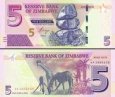 *5 dolárov Zimbabwe 2016, P100 UNC *5 dolárov Zimbabwe 2016, P100 UNC