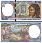 *10.000 Frankov Čad (Central African States) 2000 P605Pf UNC