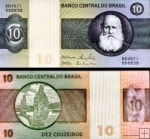 *10 Cruzeiros Brazília 1980, P193 UNC