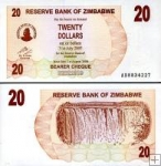 *20 Dollars Zimbabwe 2006, P40 UNC