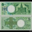 *5 Zlotych Poľsko 1990 P166 UNC