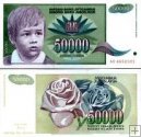 *50 000 Dinárov Juhoslávia 1992, P117 UNC