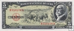 *5 Pesos Kuba 1958, P91a UNC