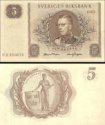 *5 Korún Švédsko 1962-3, P50 AU/UNC *5 Korún Švédsko 1962-3, P50 AU/UNC