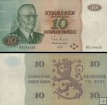 *10 Markka Fínsko 1980, P111 UNC