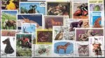 Známky tematické - 100 rôznych, zvieratá