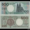 *500 Zlotych Poľsko 1990 P171 UNC