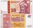 *10 Somoni Tadžikistan 1999, P16 UNC