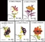 *Známky Svätý Tomáš 1993 Kvety a motýle, razítkovaná séria