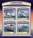 Stredoafrická republika Miniatúrny hárok 2017 MNH Vojenské lode