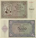 *5000 kuna Chorvátsko 1943, P14 UNC - Kuprešanka