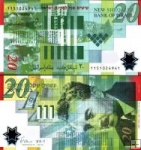 *20 nových šekelov Izrael 2008, polymer P64 UNC