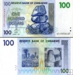 *100 Dolárov Zimbabwe 2007, P69 UNC