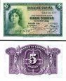 *5 Pesetas Španielsko 1935 P85 UNC, strieborný certifikát