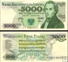 *5000 Zlotých Poľsko 1988, P150c UNC