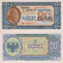 *20 Franga Albánsko 1945 P16 UNC