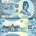 *USA 50 Dollars 2015 12. štát - Severná Karolína, polymer