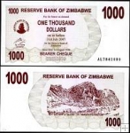 *1000 Dolárov Zimbabwe 2006 P44 UNC