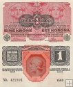 *1 Krone Rakúsko 1919, pretlač, P49 AU/UNC