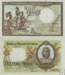 1000 Frankov Belgické Kongo 1944 SPECIMEN - REPLIKA