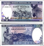 *100 Francs Rwanda 1989, P19 UNC