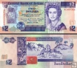 *2 belizejské doláre Belize 1991, P52b UNC