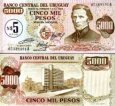 *5 Nuevo Peso pretlač na 5000 Uruguay 1975, P57 UNC *5 Nuevo Peso pretlač na 5000 Uruguay 1975, P57 UNC
