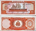 *5 Gourdes Haiti 1989, P255 UNC