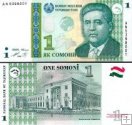 *1 Somoni Tadžikistan 1999 (2010), P14A UNC