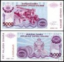 *5 000 Dinárov Chorvátsko 1993 R20a UNC