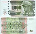 *1000 Nových Zaires Zair 1995, P66 AU/UNC