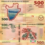 *500 Frankov Burundi 2015-18, P50 UNC