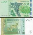 *5000 Frankov Západná Afrika - Togo 2014, P817Tn UNC *5000 Frankov Západná Afrika - Togo 2014, P817Tn UNC