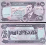 *250 irackých dinárov Irak 1995, S.Husajn P85 UNC