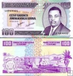 100 Frankov Burundi 2010-11, P44b