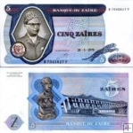 *5 Zaires Zair 1979, P22a AU/UNC